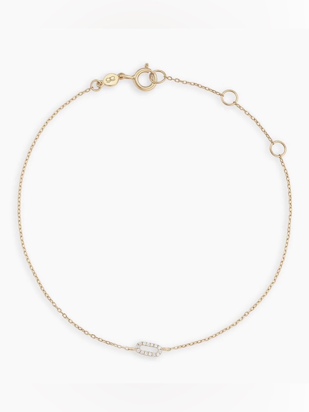 Gorjana 14k Diamond Pavé Alaphabet O Bracelet BRAND NEW